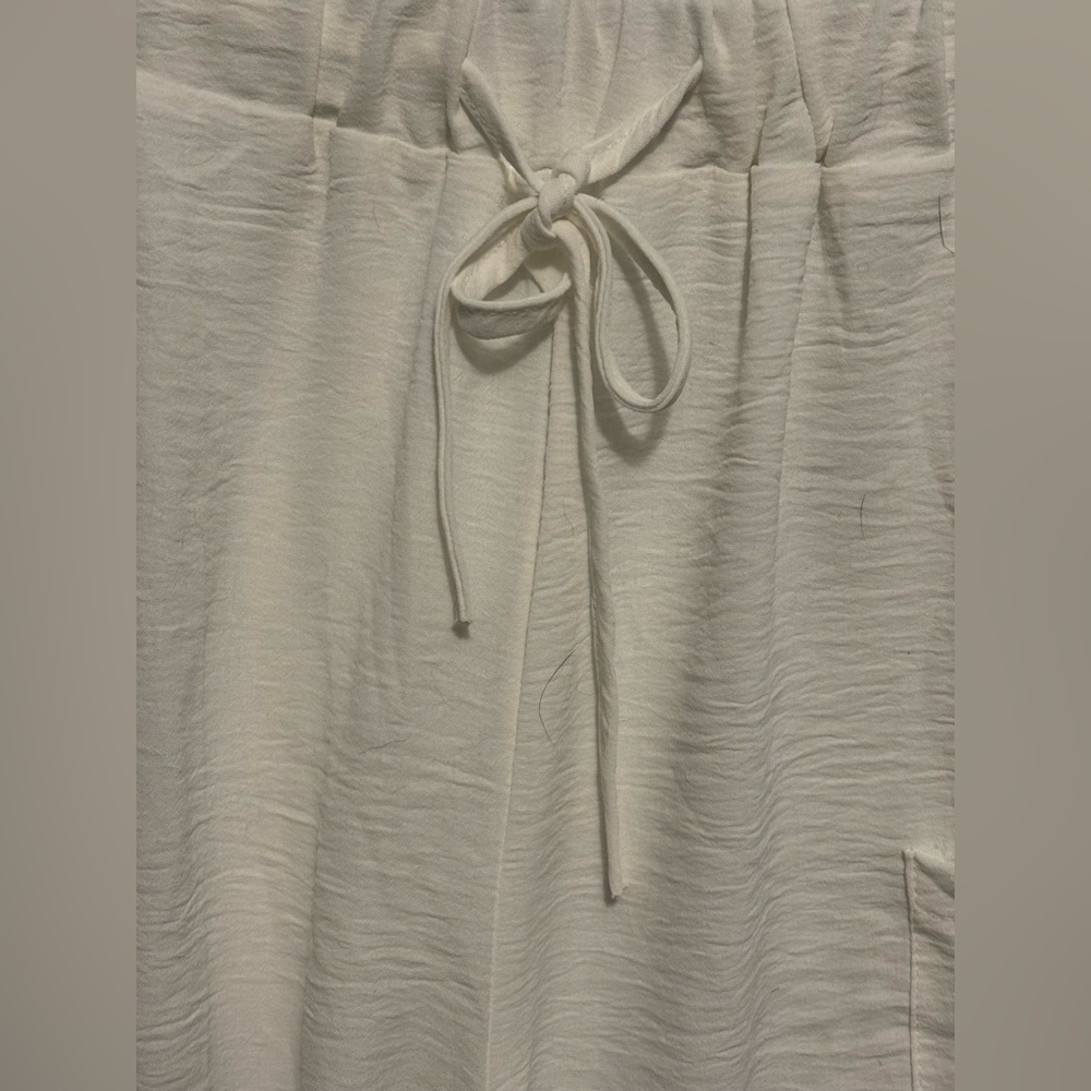 White Cropped Drawstring Pants size 1XL - Picture 5 of 7